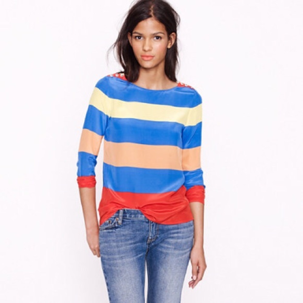 Jcrew Silk Blouse Striped